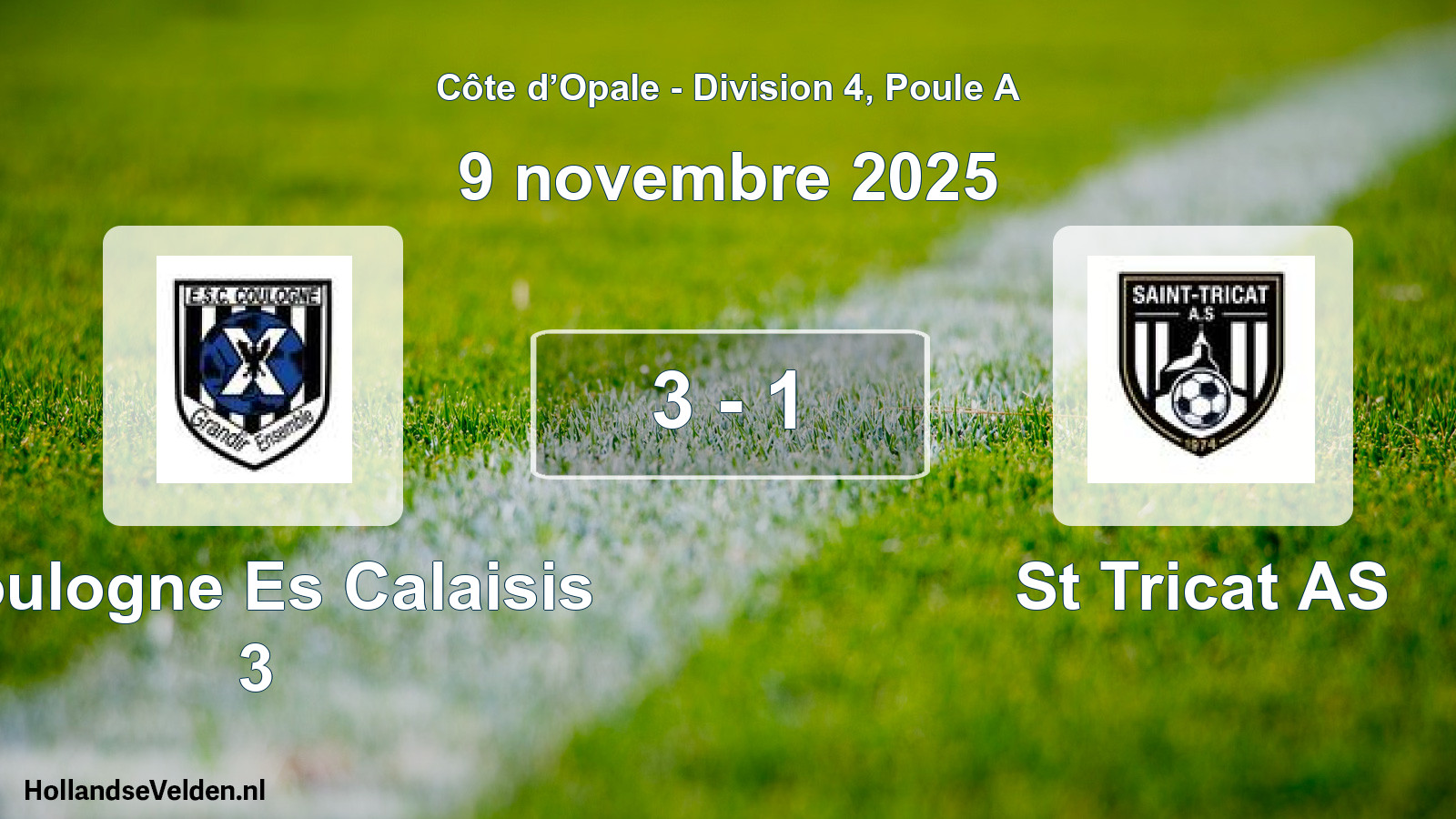 Match joué: Coulogne Es Calaisis 3 - St Tricat AS 3 - 1 (9 novembre 2025)