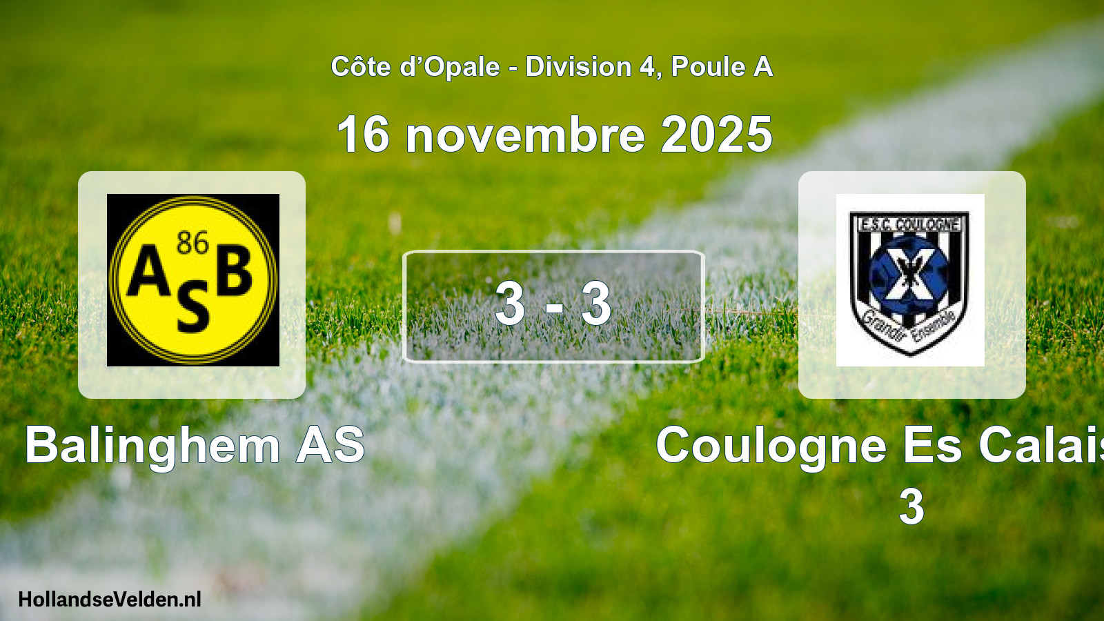 Match joué: Balinghem AS - Coulogne Es Calaisis 3 3 - 3 (16 novembre 2025)