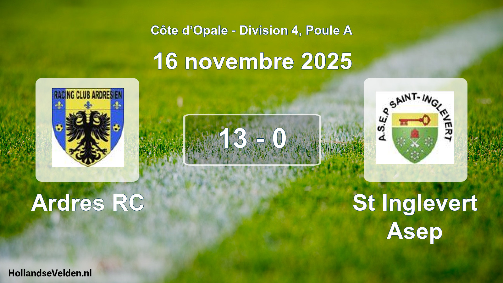 Match joué: Ardres RC - St Inglevert Asep 13 - 0 (16 novembre 2025)