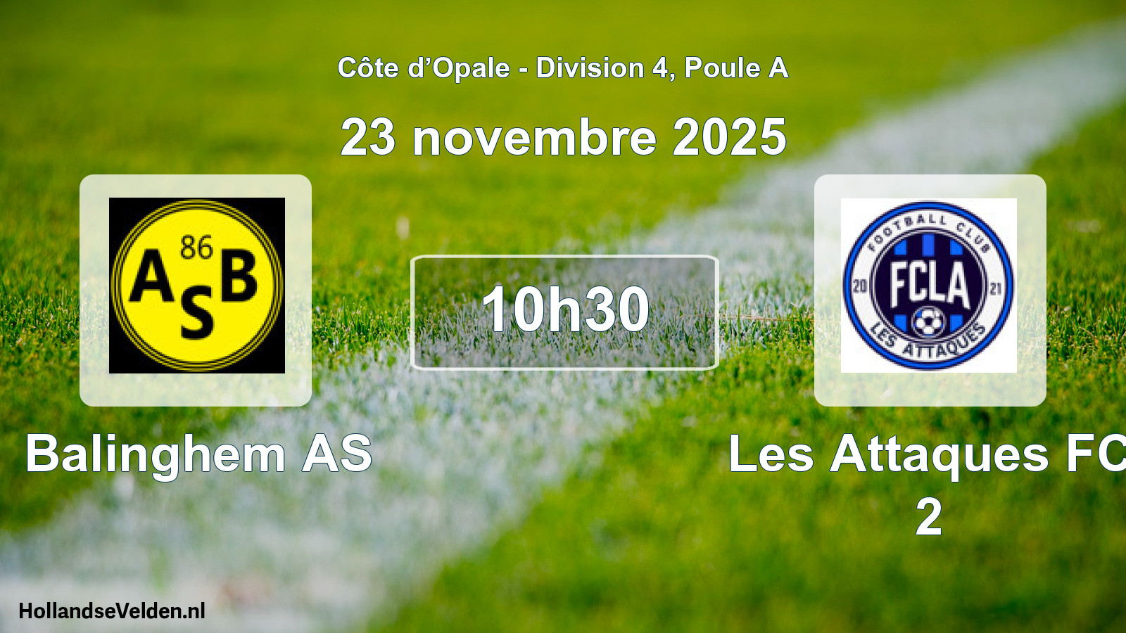 Match programmé: Balinghem AS - Les Attaques FC 2 (23 novembre 2025)