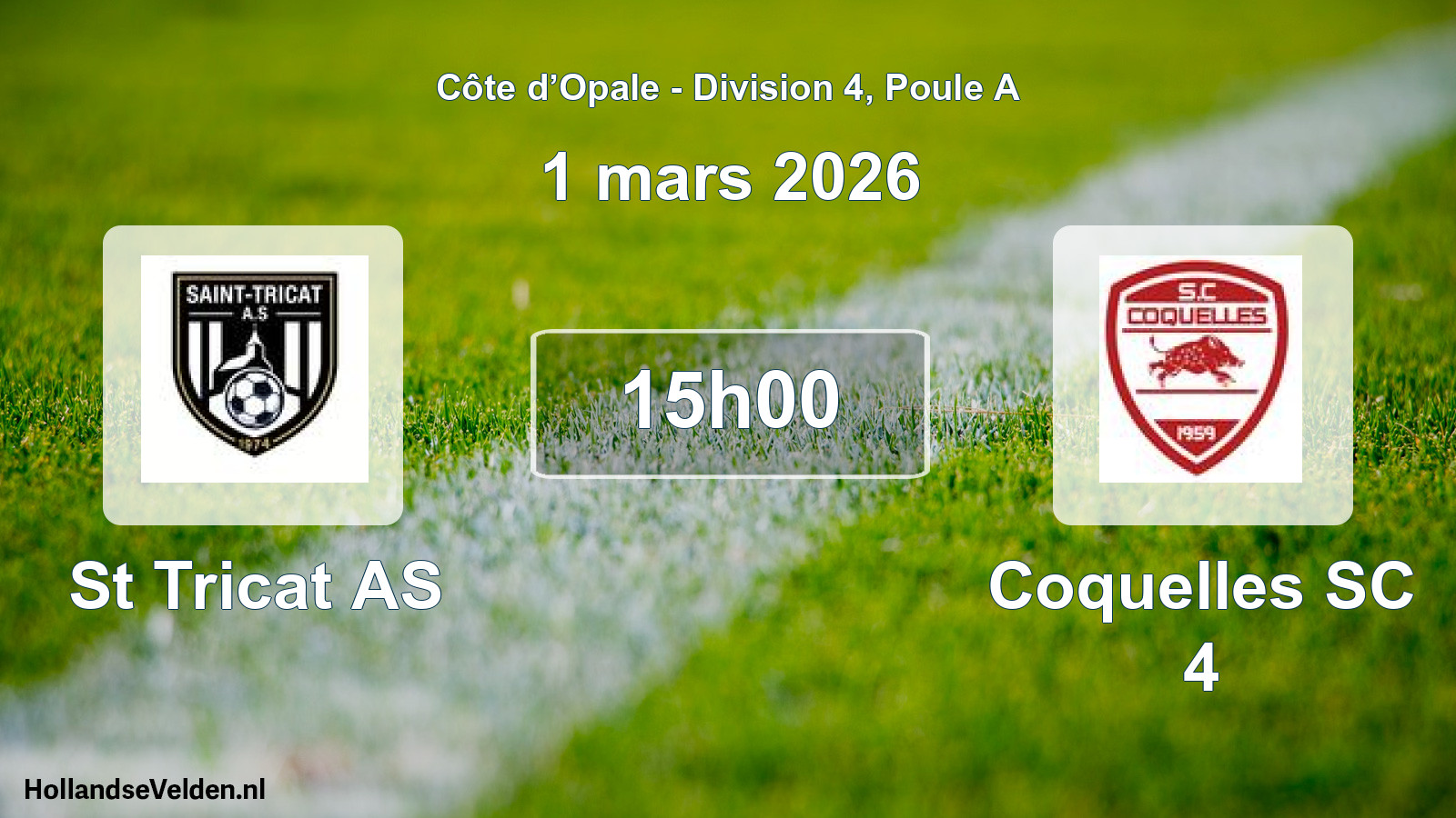 Match programmé: St Tricat AS - Coquelles SC 4 (1 mars 2026)