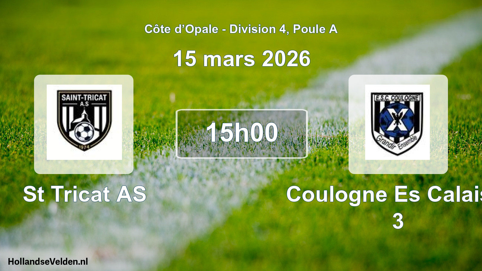 Match programmé: St Tricat AS - Coulogne Es Calaisis 3 (15 mars 2026)
