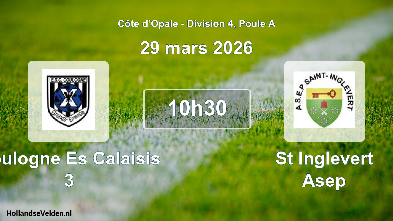 Match programmé: Coulogne Es Calaisis 3 - St Inglevert Asep (29 mars 2026)