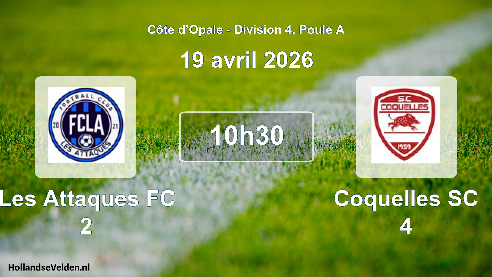 Geplande wedstrijd: Les Attaques FC 2 - Coquelles SC 4 (19 april 2026)