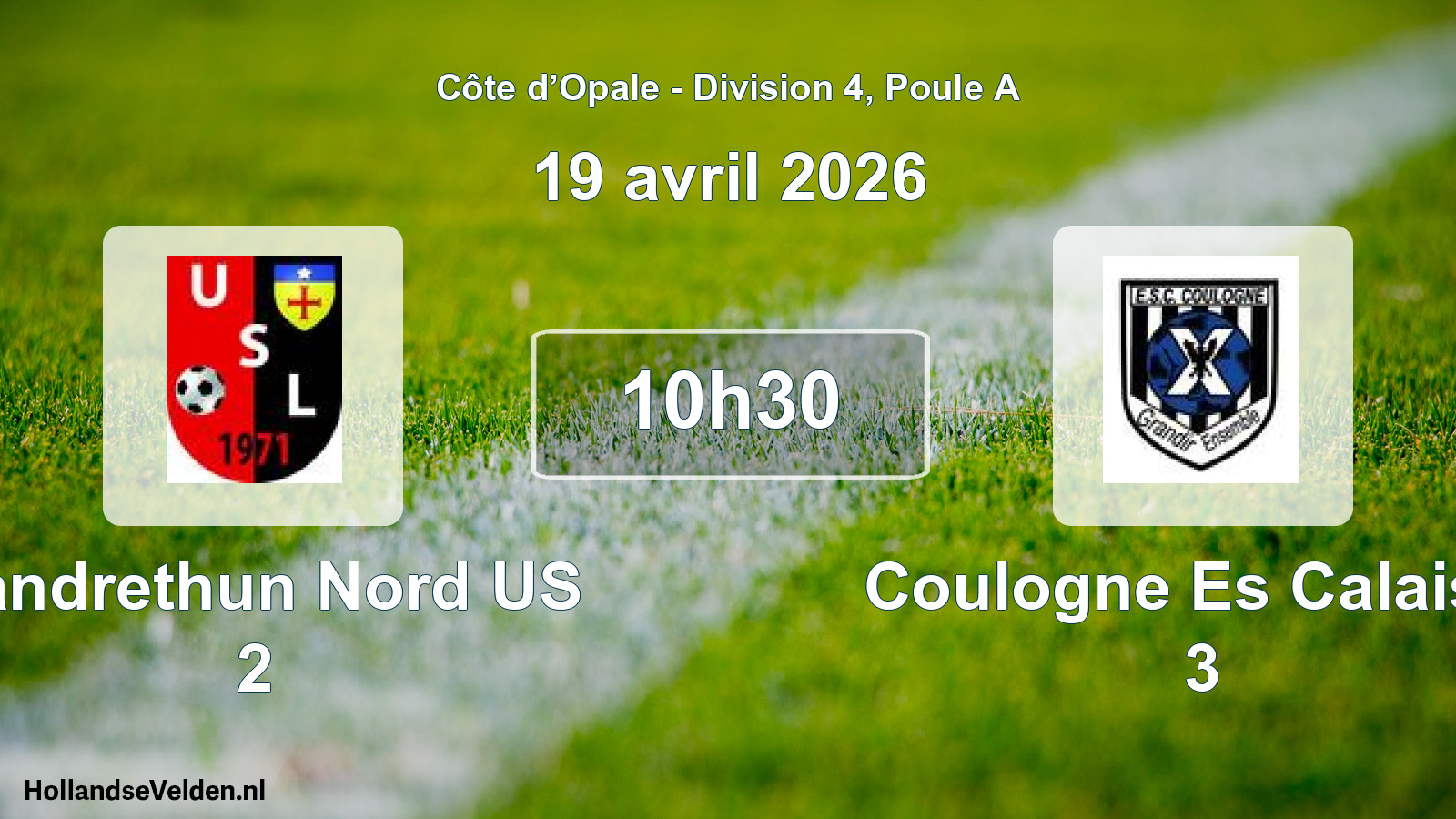 Match programmé: Landrethun Nord US 2 - Coulogne Es Calaisis 3 (19 avril 2026)