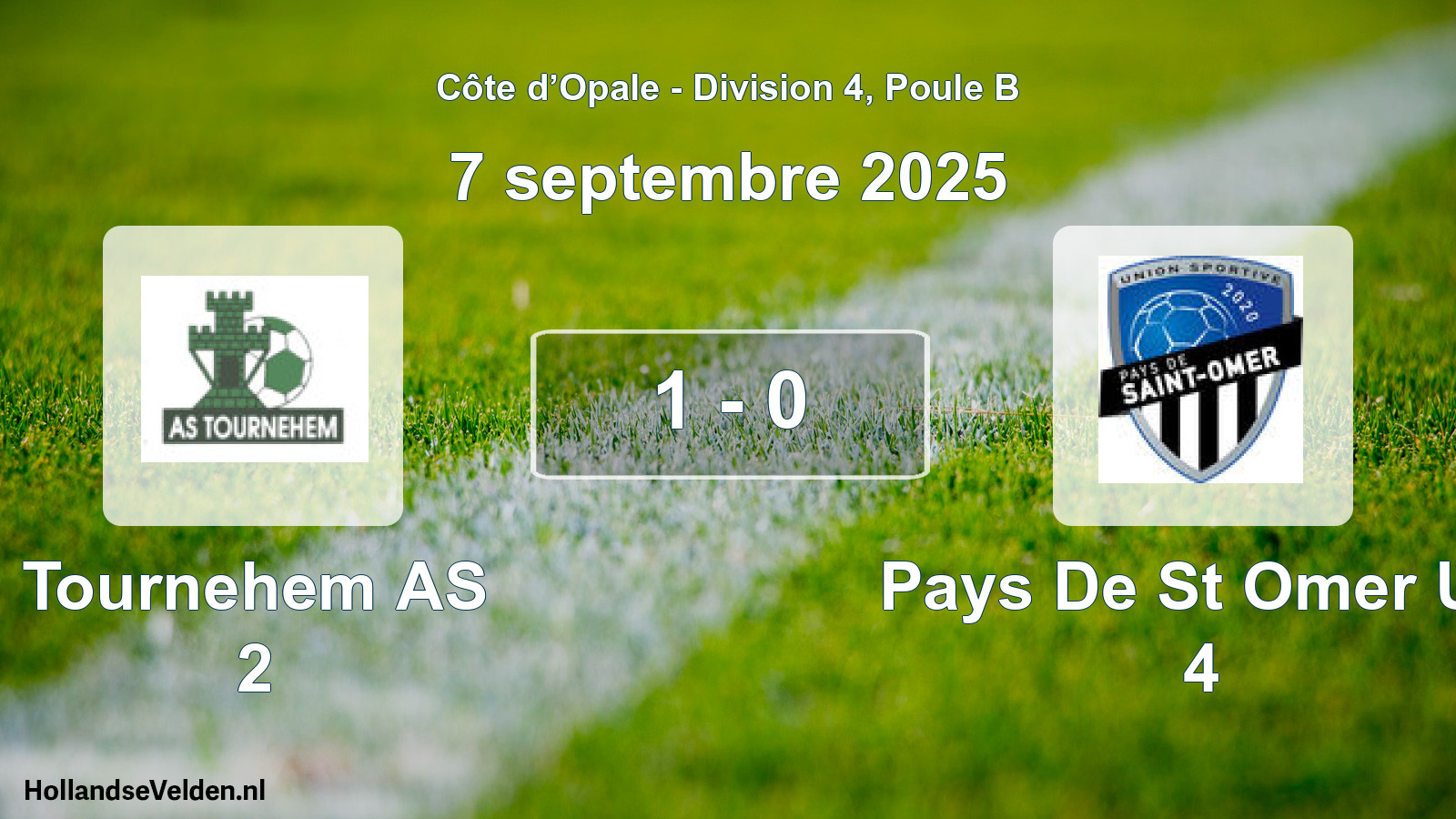 Gespeelde wedstrijd: Tournehem AS 2 - Pays De St Omer US 4 1 - 0 (7 september 2025)