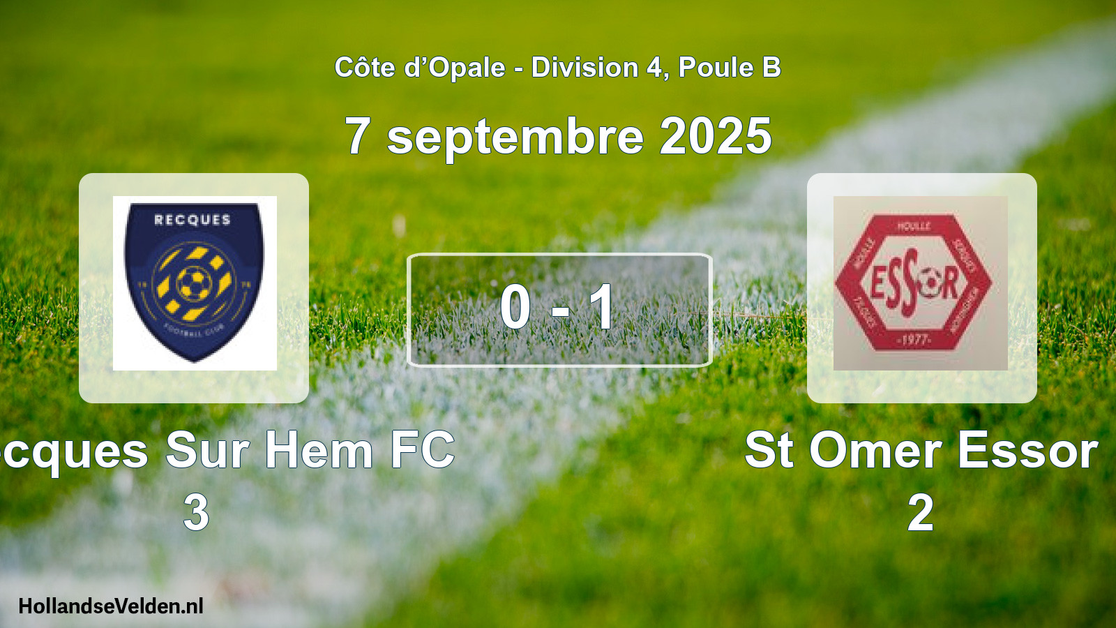 Match joué: Recques Sur Hem FC 3 - St Omer Essor 2 0 - 1 (7 septembre 2025)