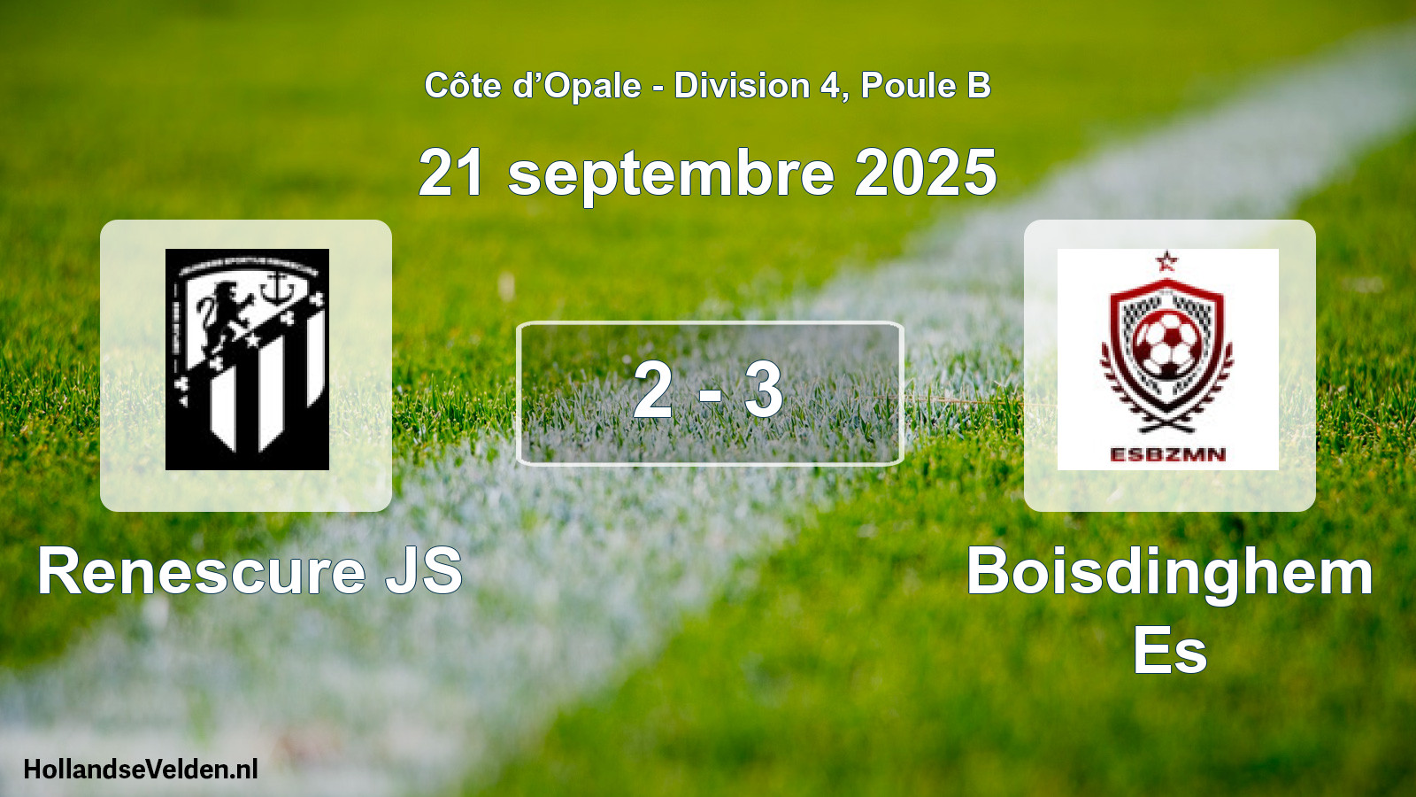 Match joué: Renescure JS - Boisdinghem Es 2 - 3 (21 septembre 2025)