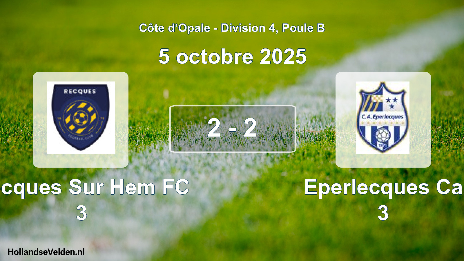 Match joué: Recques Sur Hem FC 3 - Eperlecques Ca 3 2 - 2 (5 octobre 2025)