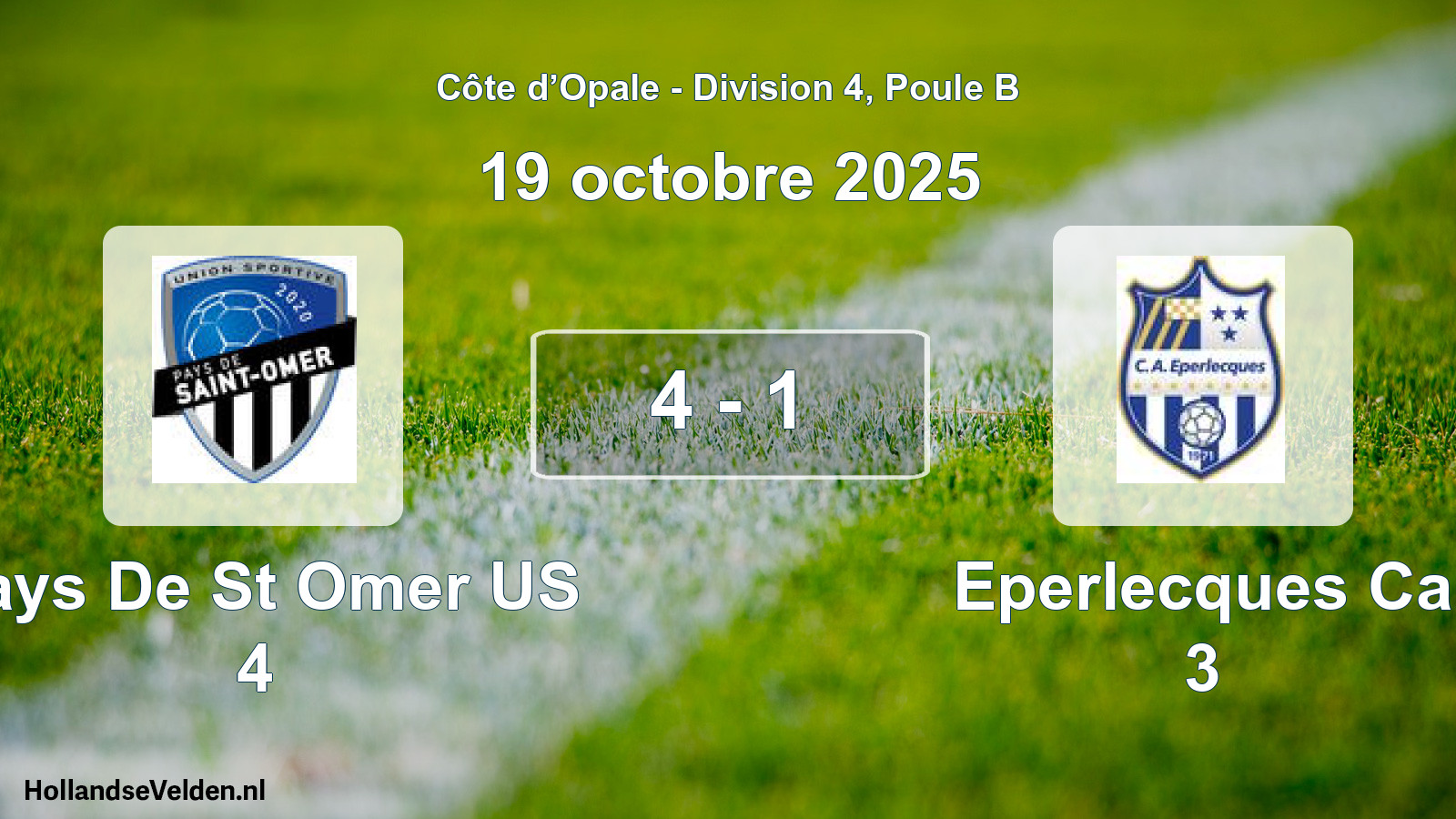 Match joué: Pays De St Omer US 4 - Eperlecques Ca 3 4 - 1 (19 octobre 2025)