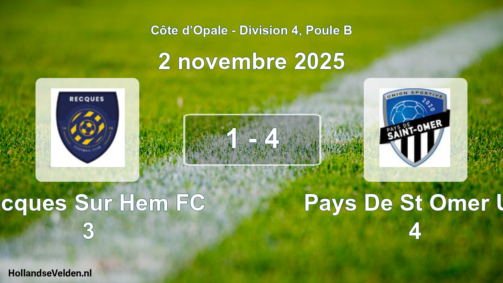 Match joué: Recques Sur Hem FC 3 - Pays De St Omer US 4 1 - 4 (2 novembre 2025)