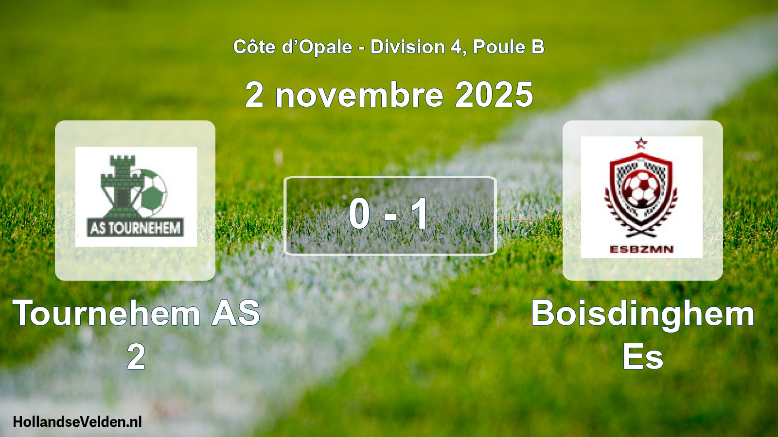 Match joué: Tournehem AS 2 - Boisdinghem Es 0 - 1 (2 novembre 2025)