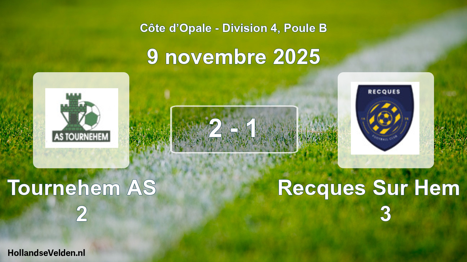 Total number of matches played: Tournehem AS 2 - Recques Sur Hem FC 3 2 - 1 (9 November 2025)