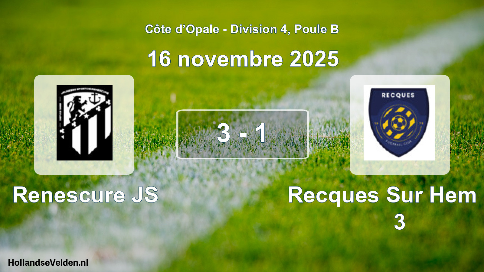 Total number of matches played: Renescure JS - Recques Sur Hem FC 3 3 - 1 (16 November 2025)