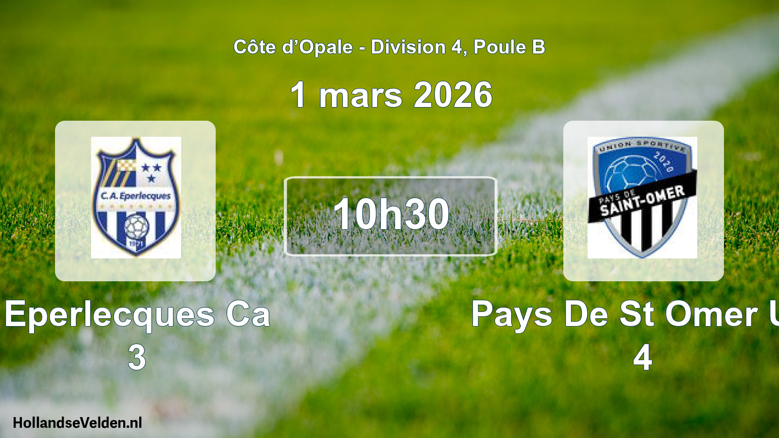Scheduled Match: Eperlecques Ca 3 - Pays De St Omer US 4 (1 March 2026)