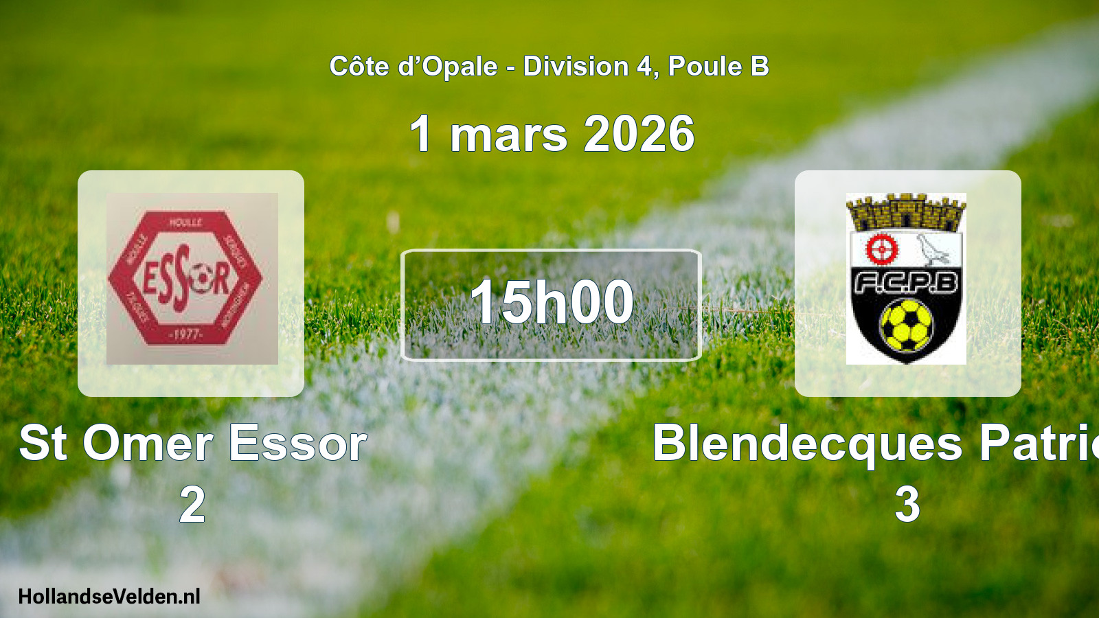 Match programmé: St Omer Essor 2 - Blendecques Patriote 3 (1 mars 2026)