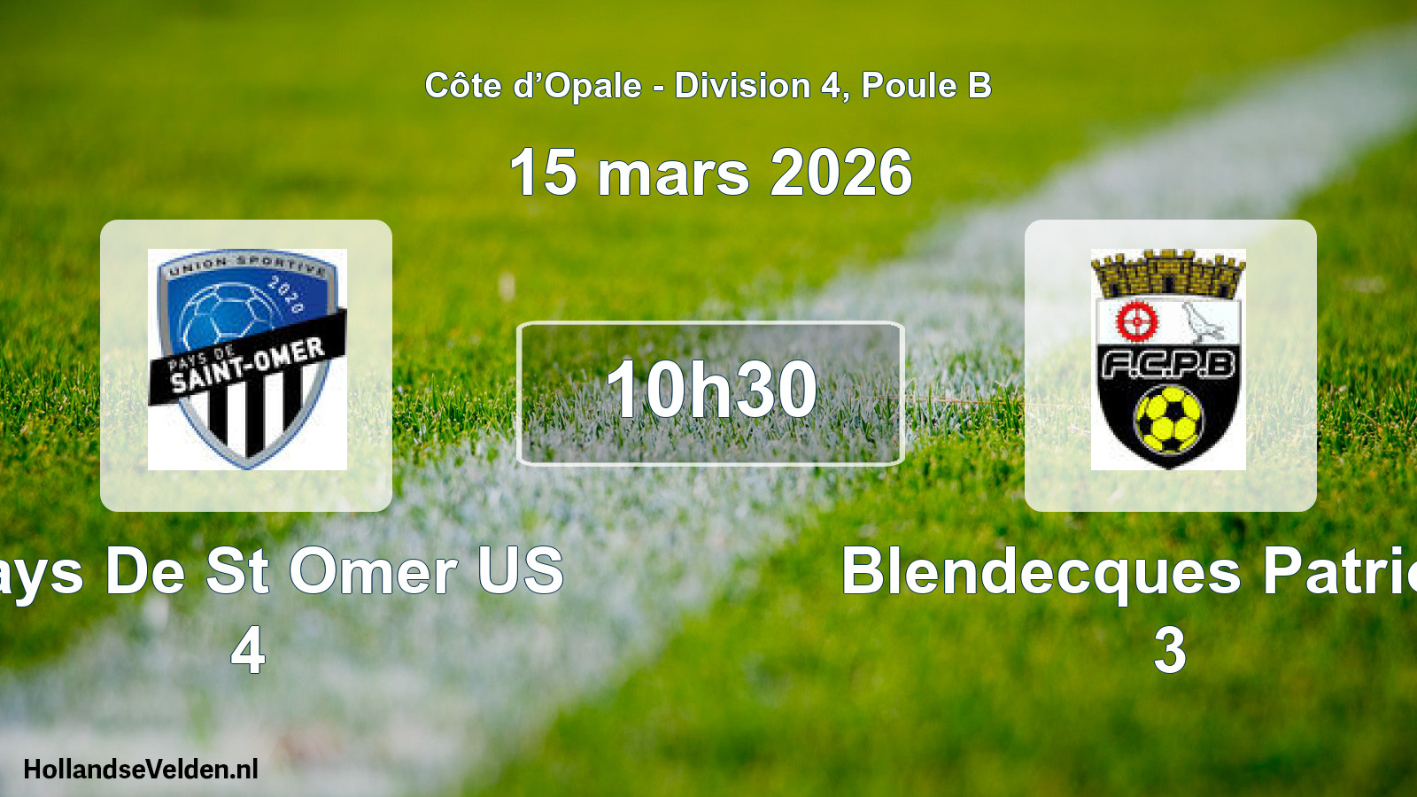 Geplande wedstrijd: Pays De St Omer US 4 - Blendecques Patriote 3 (15 maart 2026)