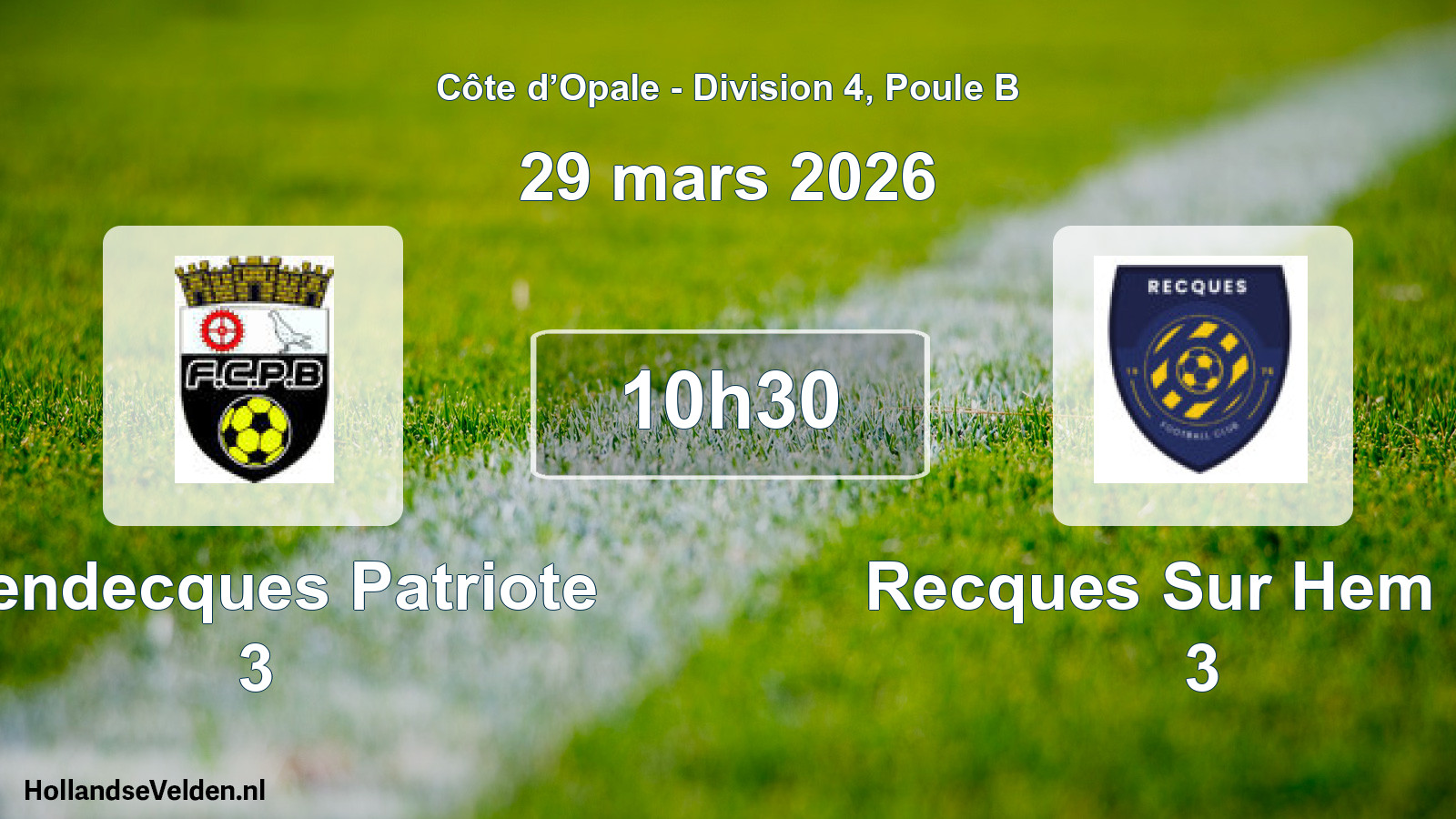 Scheduled Match: Blendecques Patriote 3 - Recques Sur Hem FC 3 (29 March 2026)