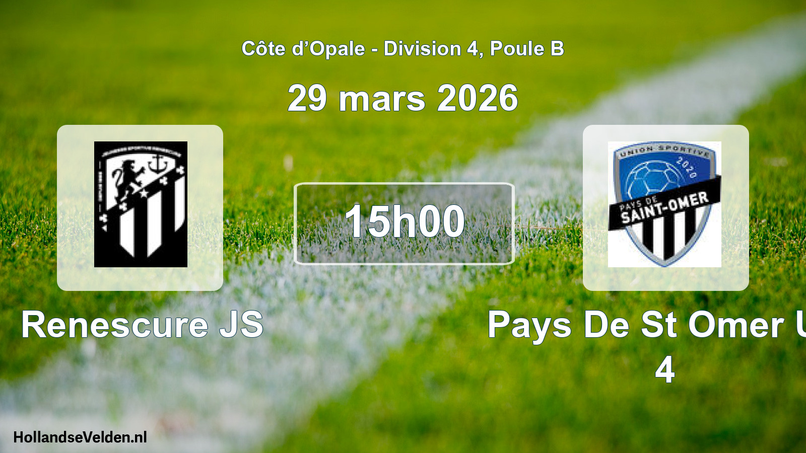 Match programmé: Renescure JS - Pays De St Omer US 4 (29 mars 2026)