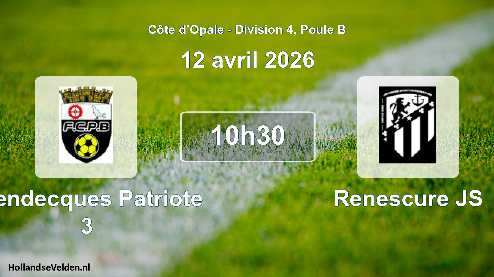 Match programmé: Blendecques Patriote 3 - Renescure JS (12 avril 2026)