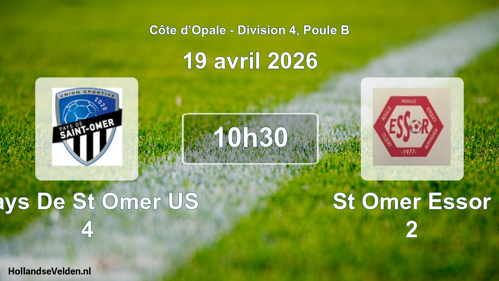 Geplande wedstrijd: Pays De St Omer US 4 - St Omer Essor 2 (19 april 2026)