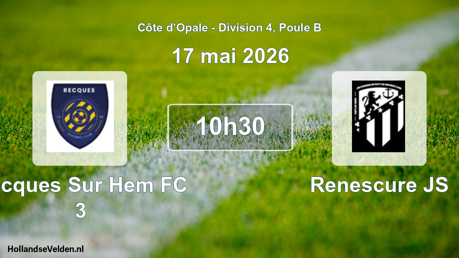 Scheduled Match: Recques Sur Hem FC 3 - Renescure JS (17 May 2026)
