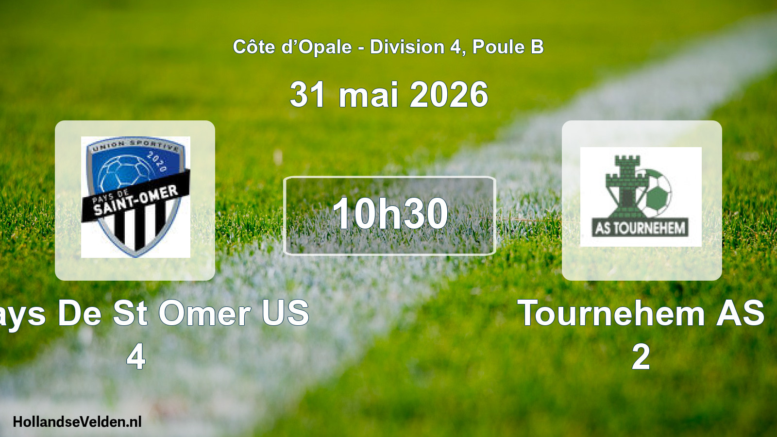 Scheduled Match: Pays De St Omer US 4 - Tournehem AS 2 (31 May 2026)