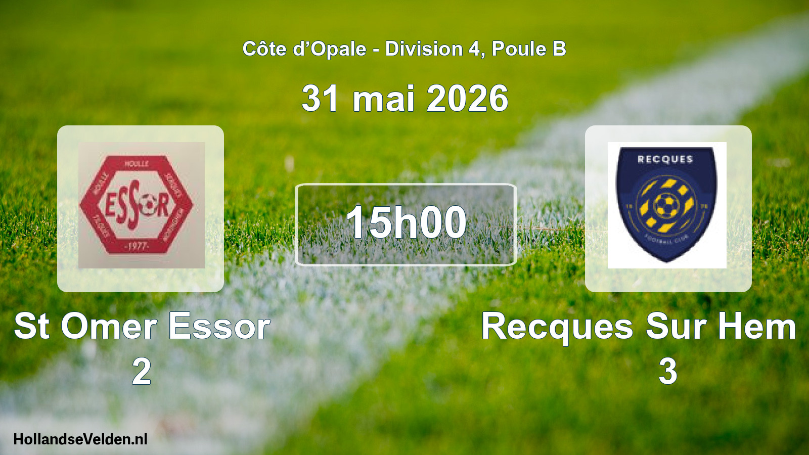 Match programmé: St Omer Essor 2 - Recques Sur Hem FC 3 (31 mai 2026)