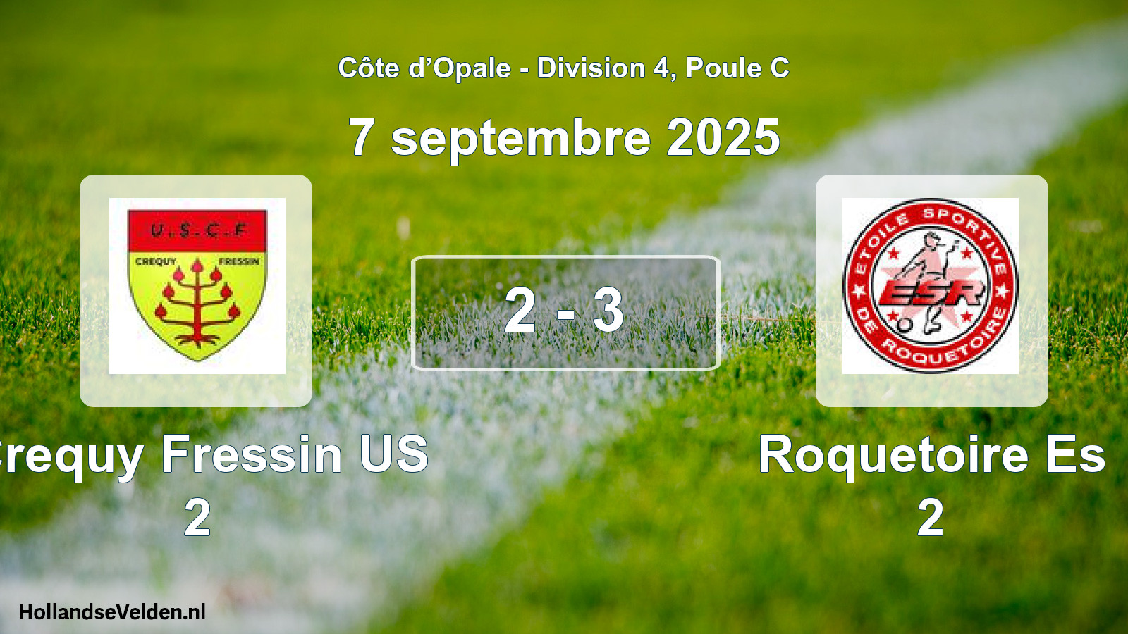 Gespeelde wedstrijd: Crequy Fressin US 2 - Roquetoire Es 2 2 - 3 (7 september 2025)