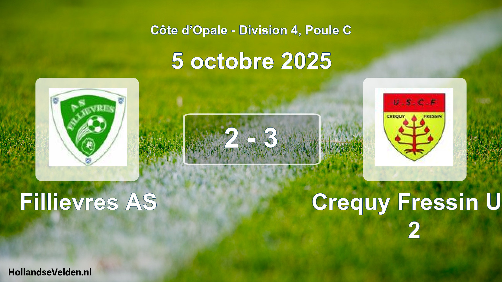 Total number of matches played: Fillievres AS - Crequy Fressin US 2 2 - 3 (5 October 2025)