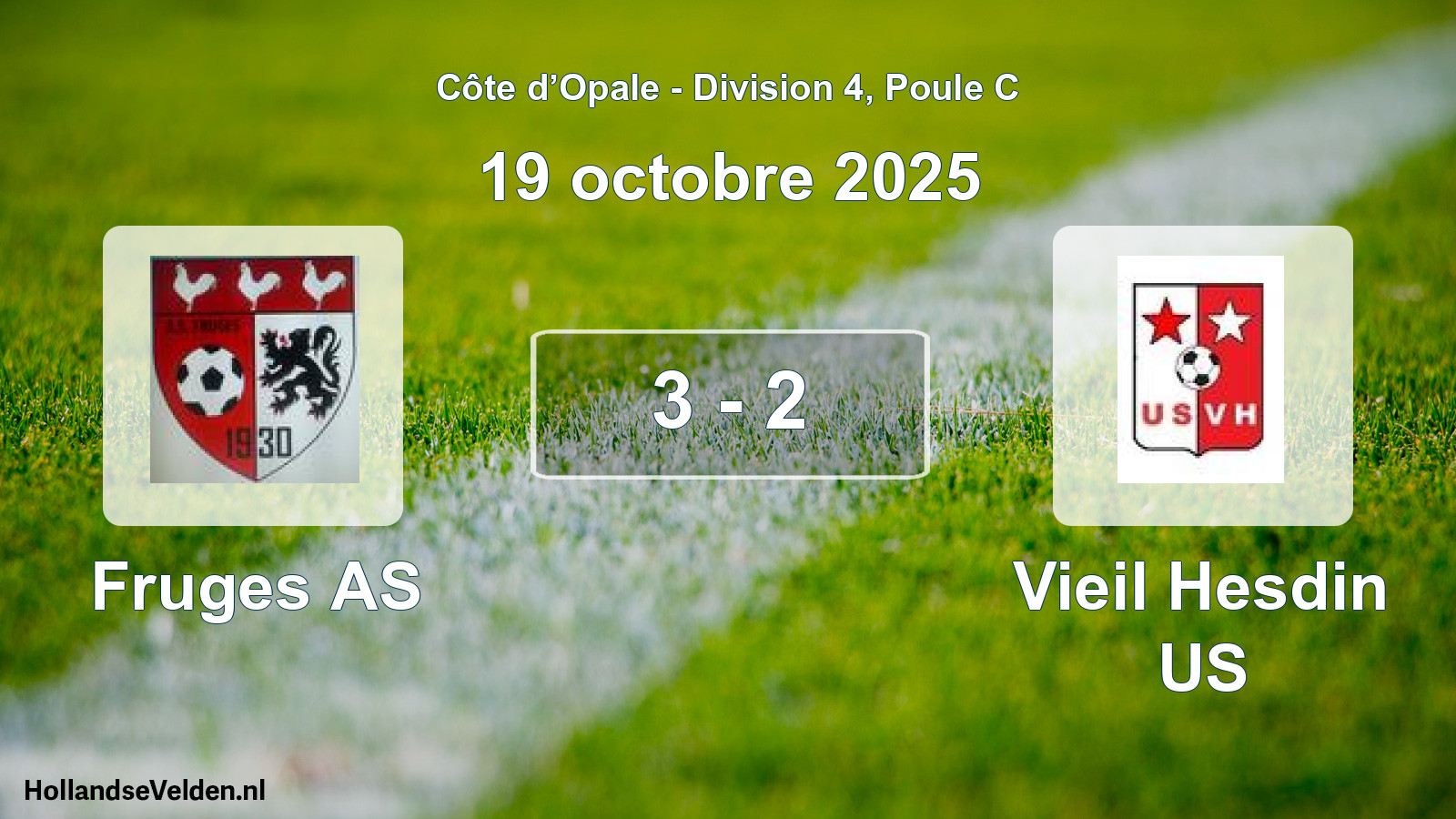 Gespeelde wedstrijd: Fruges AS - Vieil Hesdin US 3 - 2 (19 oktober 2025)