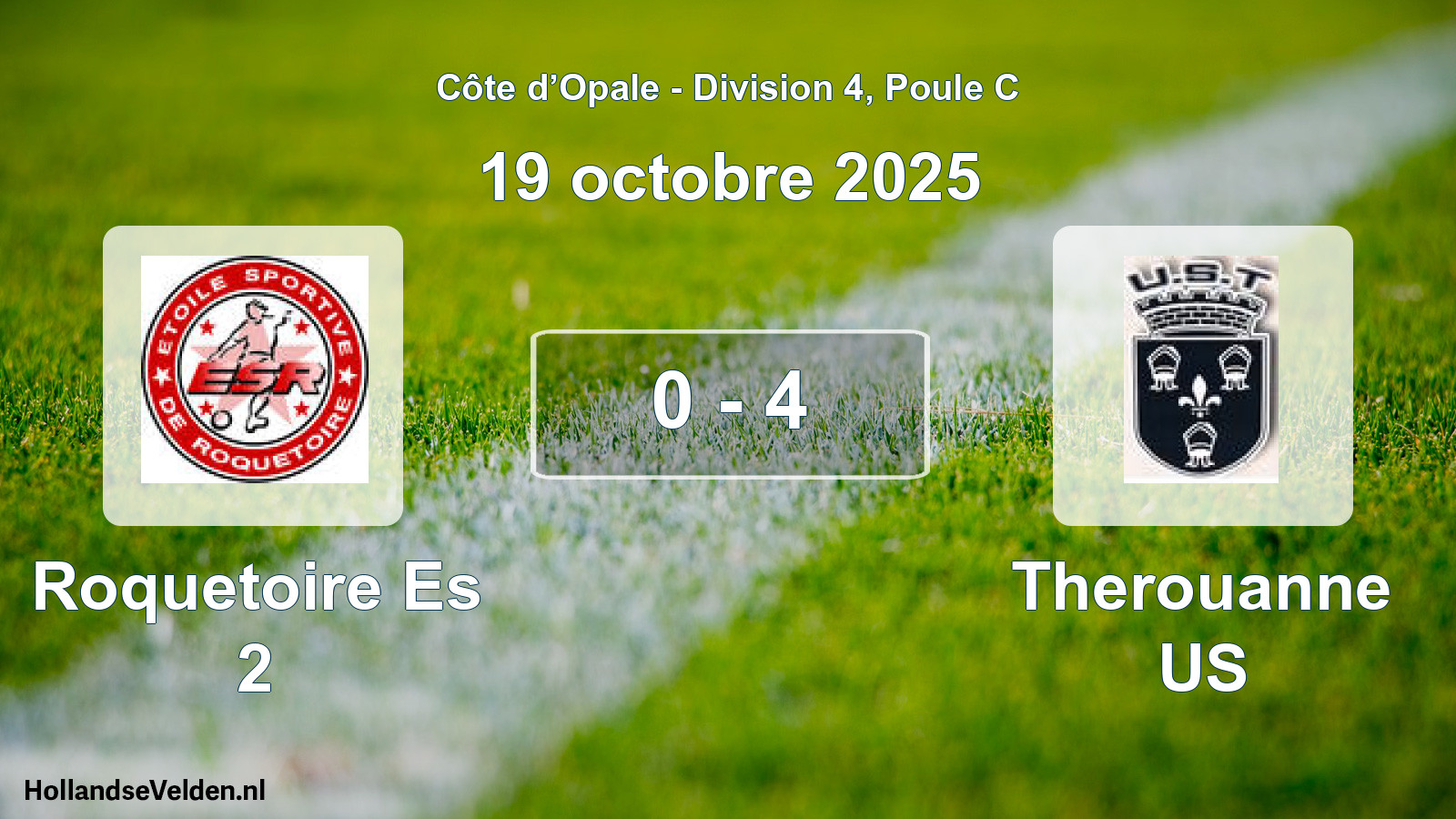 Match joué: Roquetoire Es 2 - Therouanne US 0 - 4 (19 octobre 2025)