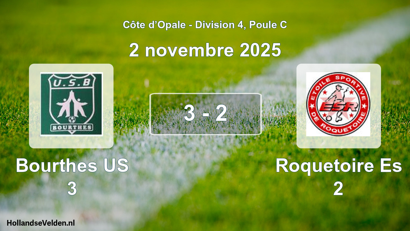 Match joué: Bourthes US 3 - Roquetoire Es 2 3 - 2 (2 novembre 2025)