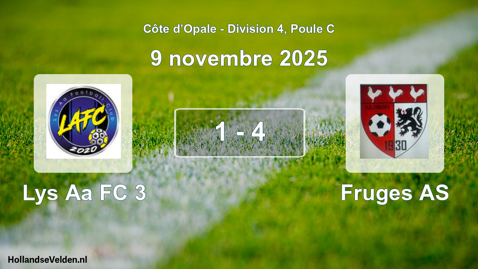 Gespeelde wedstrijd: Lys Aa FC 3 - Fruges AS 1 - 4 (9 november 2025)