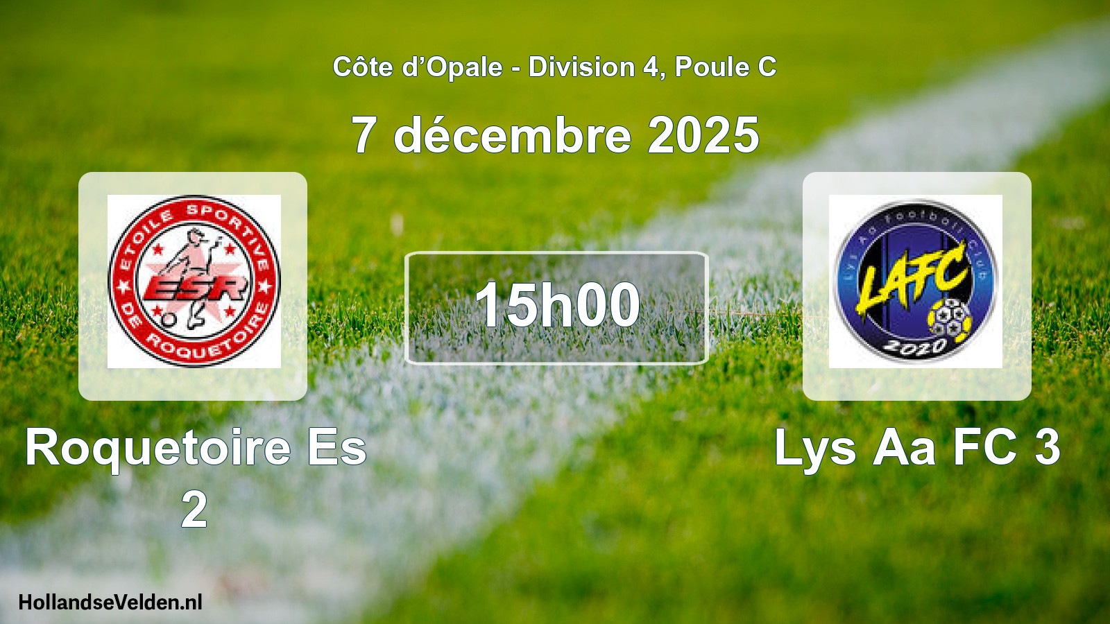 Match programmé: Roquetoire Es 2 - Lys Aa FC 3 (7 décembre 2025)