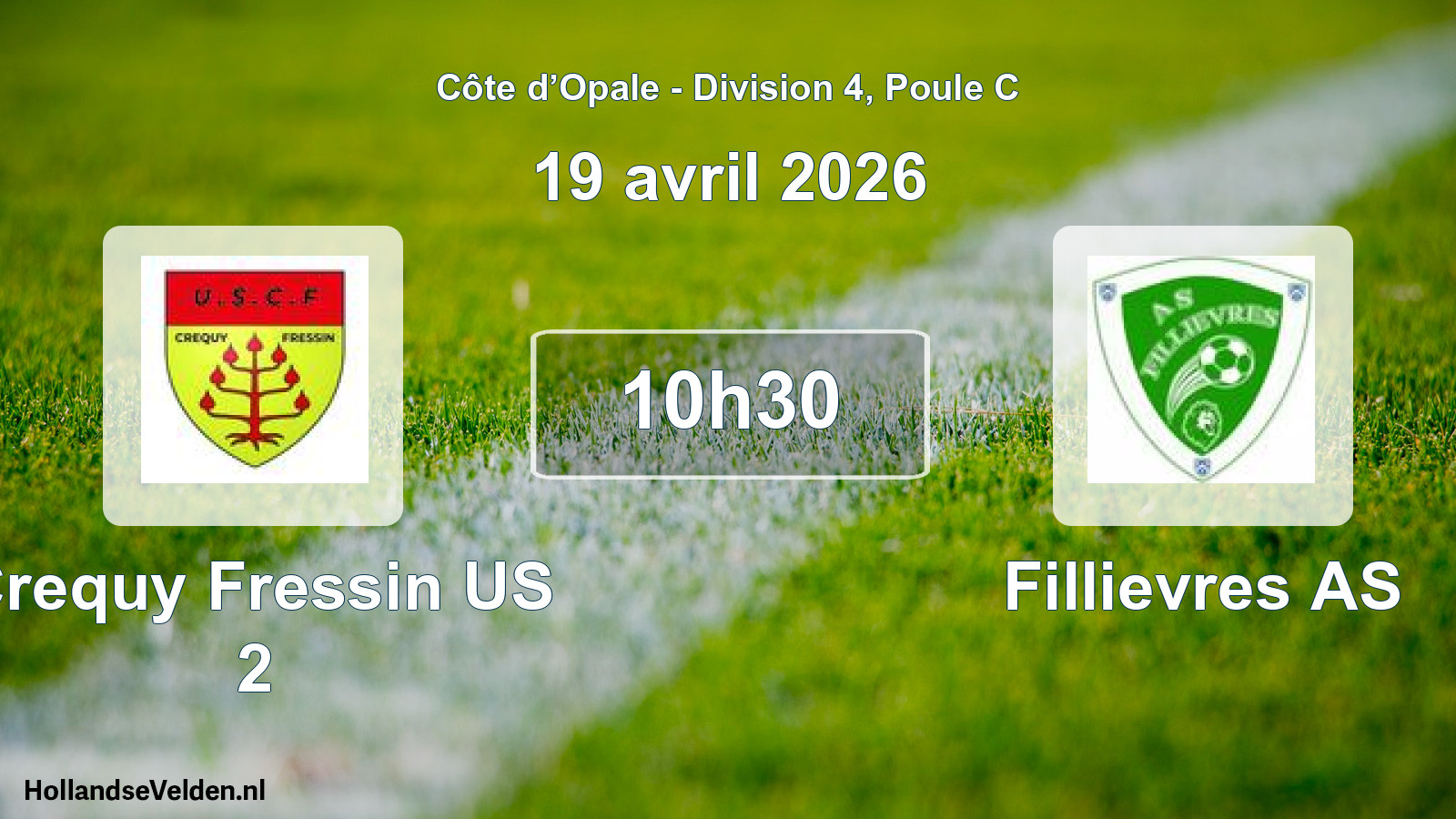 Scheduled Match: Crequy Fressin US 2 - Fillievres AS (19 April 2026)