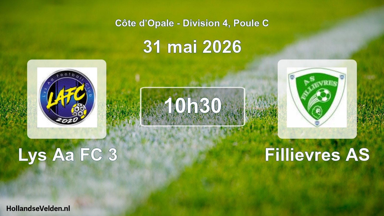 Match programmé: Lys Aa FC 3 - Fillievres AS (31 mai 2026)