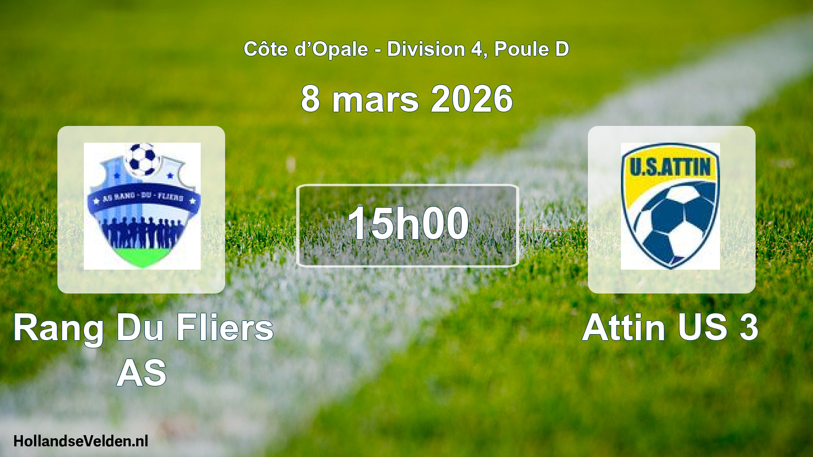 Match programmé: Rang Du Fliers AS - Attin US 3 (8 mars 2026)