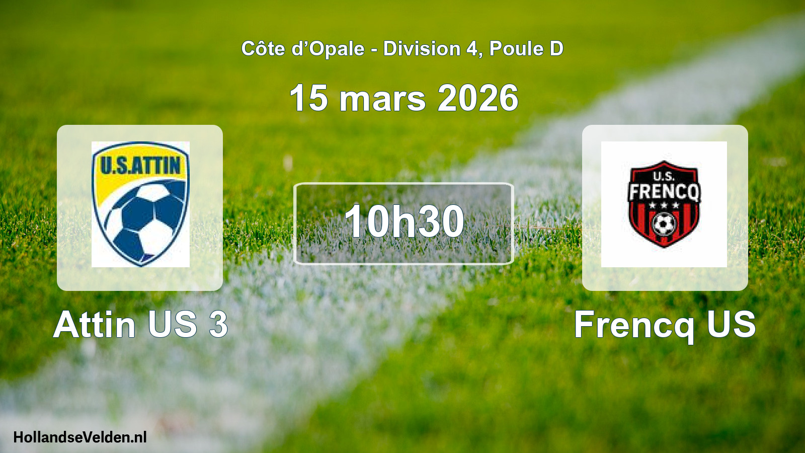Match programmé: Attin US 3 - Frencq US (15 mars 2026)
