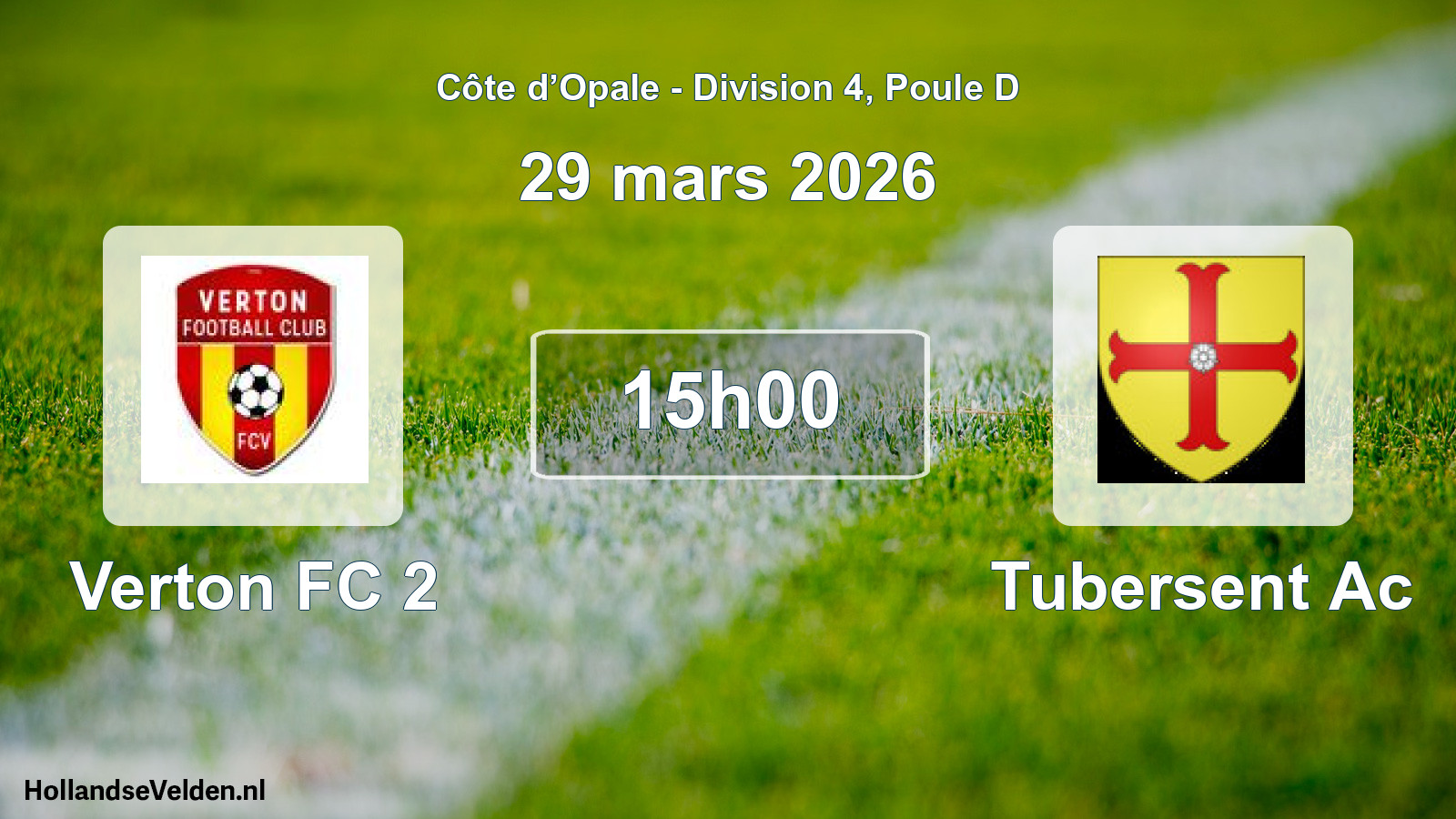 Match programmé: Verton FC 2 - Tubersent Ac (29 mars 2026)