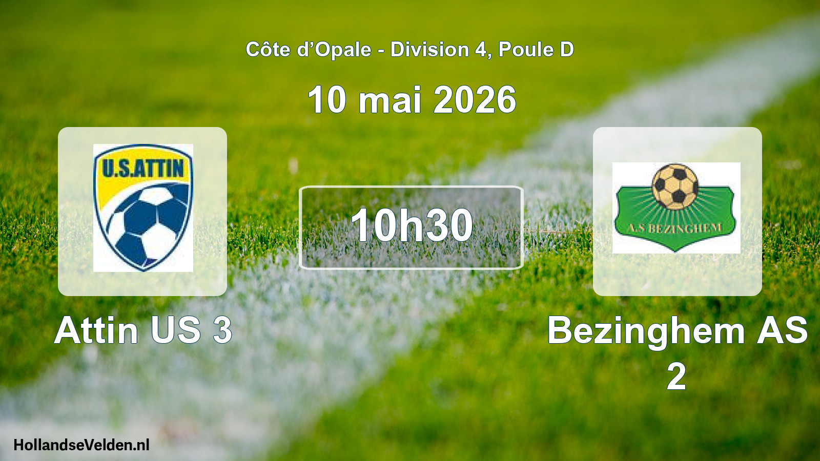 Match programmé: Attin US 3 - Bezinghem AS 2 (10 mai 2026)