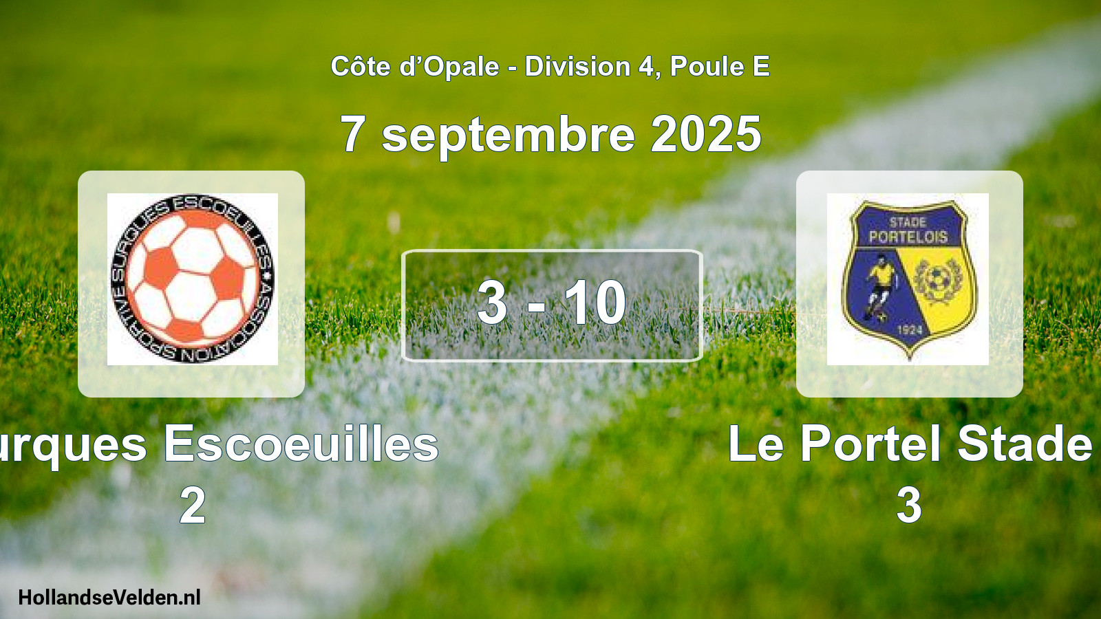 Gespeelde wedstrijd: Surques Escoeuilles 2 - Le Portel Stade 3 3 - 10 (7 september 2025)