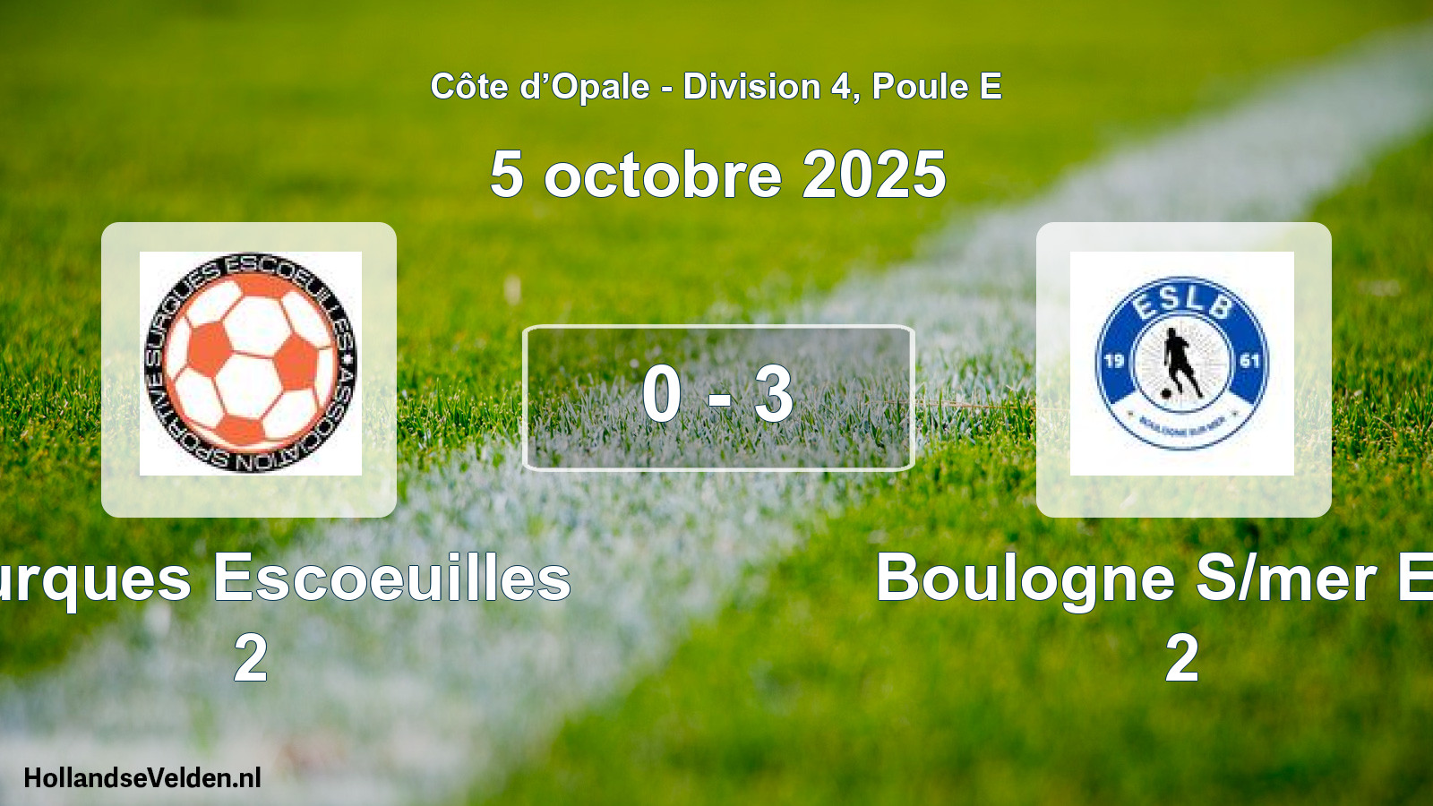 Match joué: Surques Escoeuilles 2 - Boulogne S/mer Esl 2 0 - 3 (5 octobre 2025)