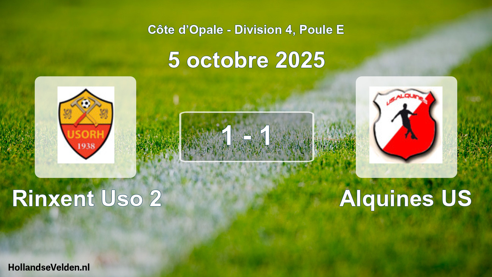 Match joué: Rinxent Uso 2 - Alquines US 1 - 1 (5 octobre 2025)