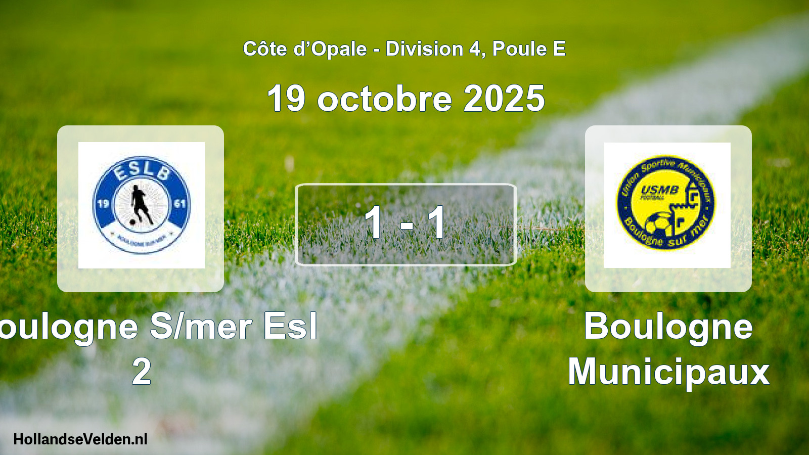 Gespeelde wedstrijd: Boulogne S/mer Esl 2 - Boulogne Municipaux 1 - 1 (19 oktober 2025)