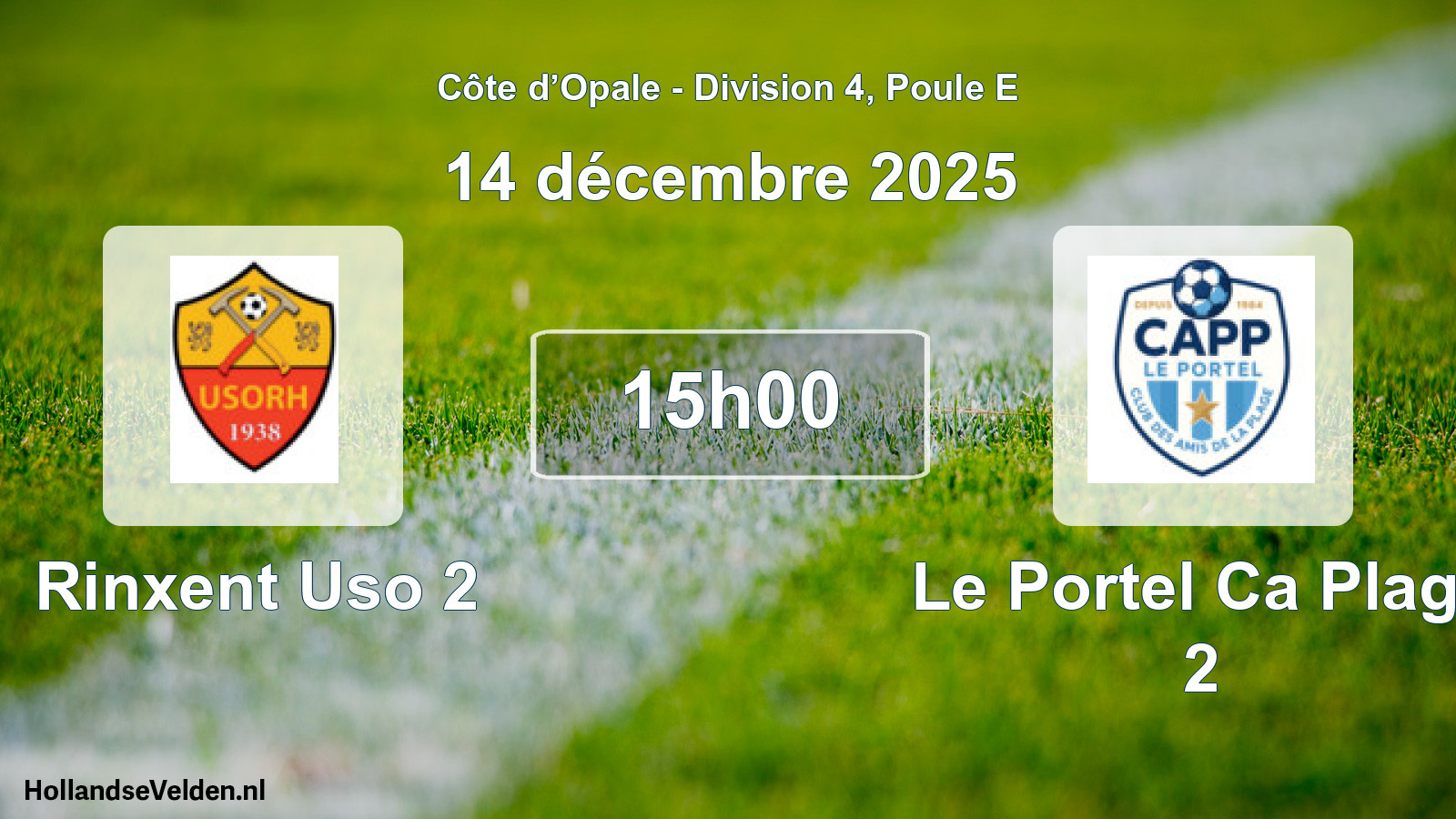 Match programmé: Rinxent Uso 2 - Le Portel Ca Plage 2 (14 décembre 2025)