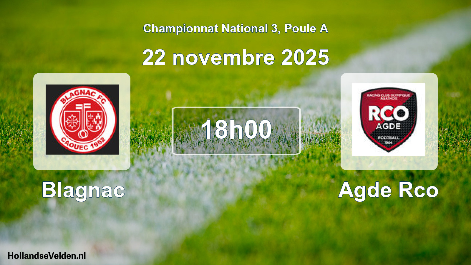 Geplande wedstrijd: Blagnac - Agde Rco (22 novembre 2025)