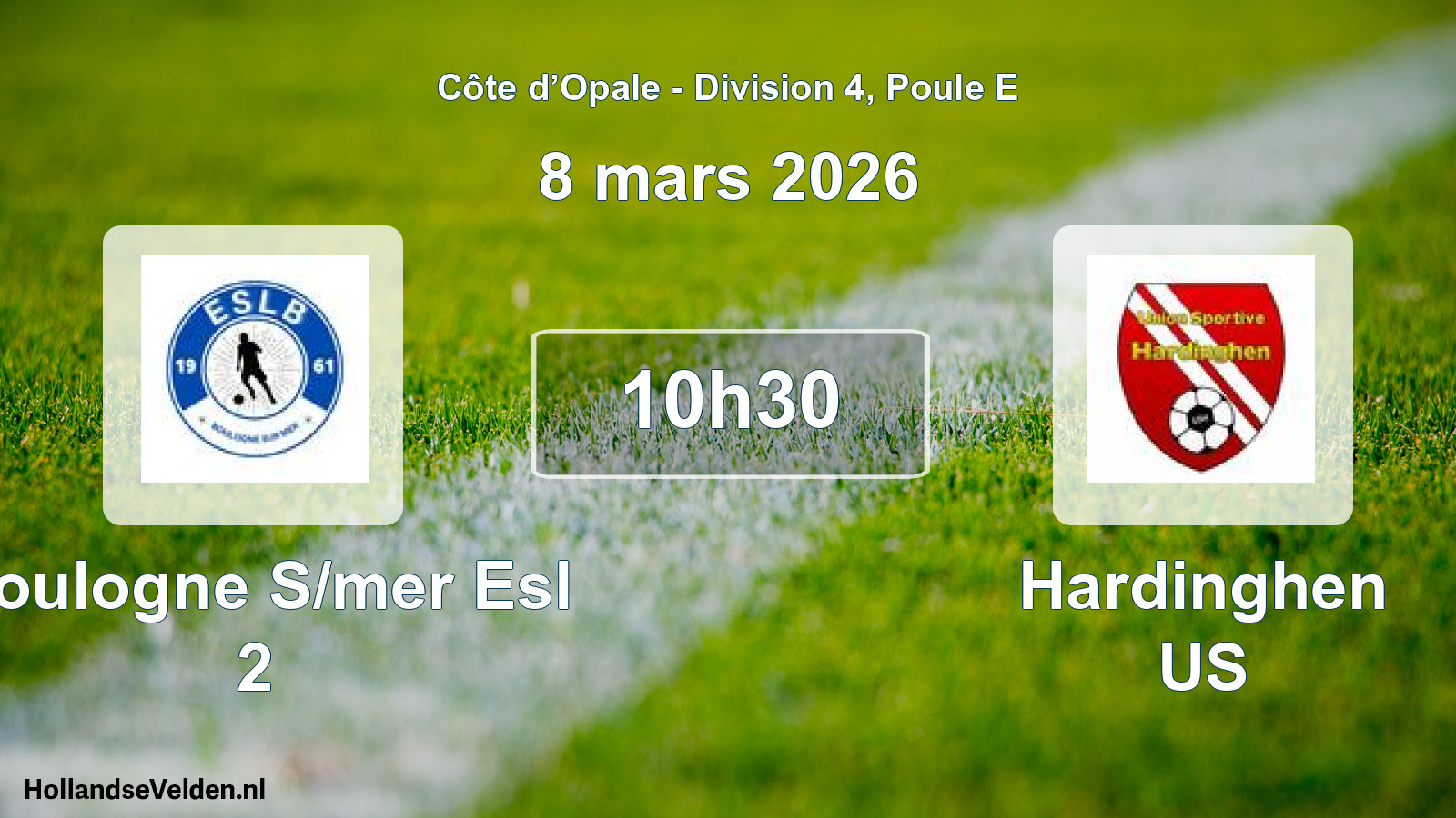 Match programmé: Boulogne S/mer Esl 2 - Hardinghen US (8 mars 2026)