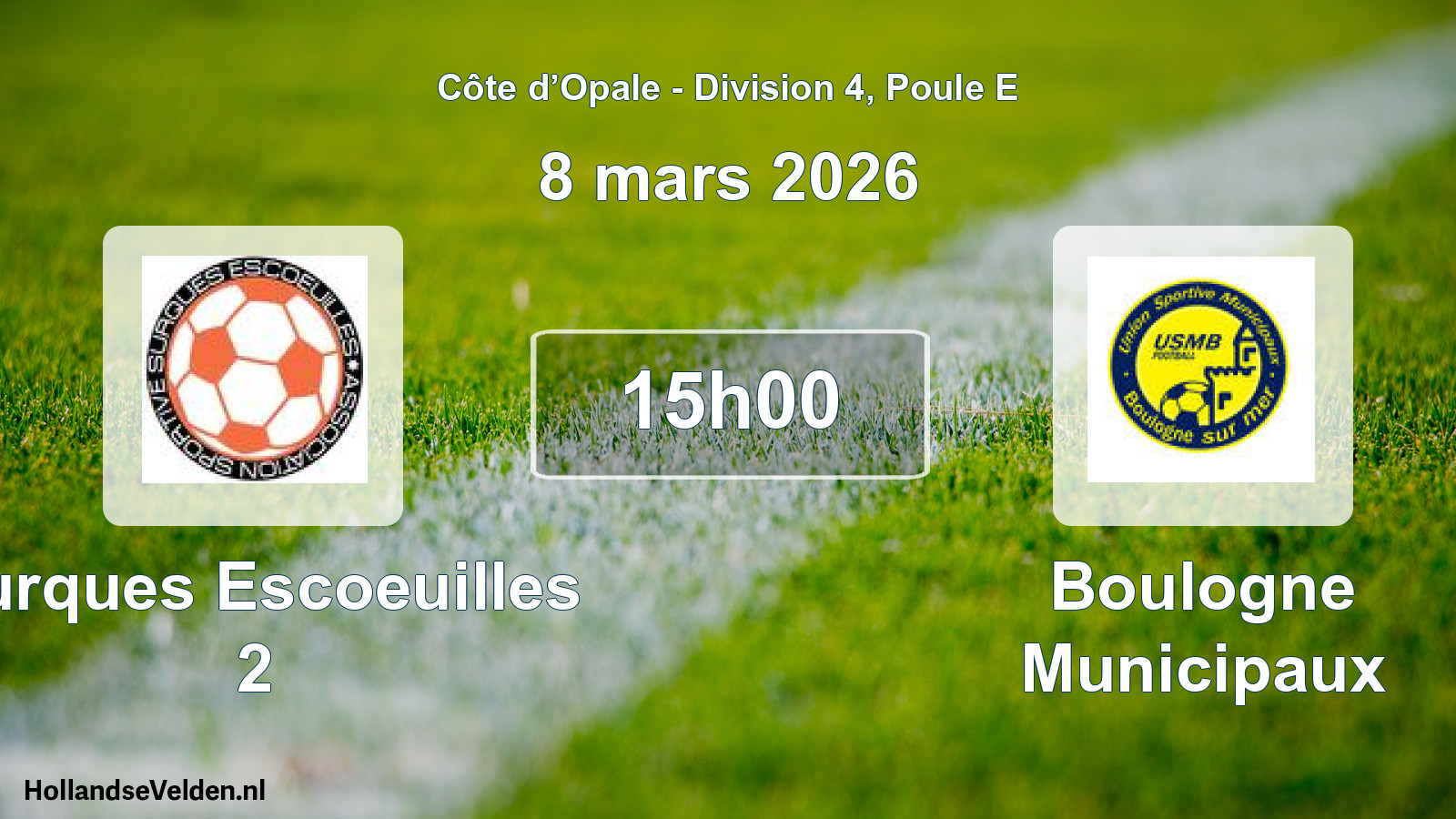Match programmé: Surques Escoeuilles 2 - Boulogne Municipaux (8 mars 2026)