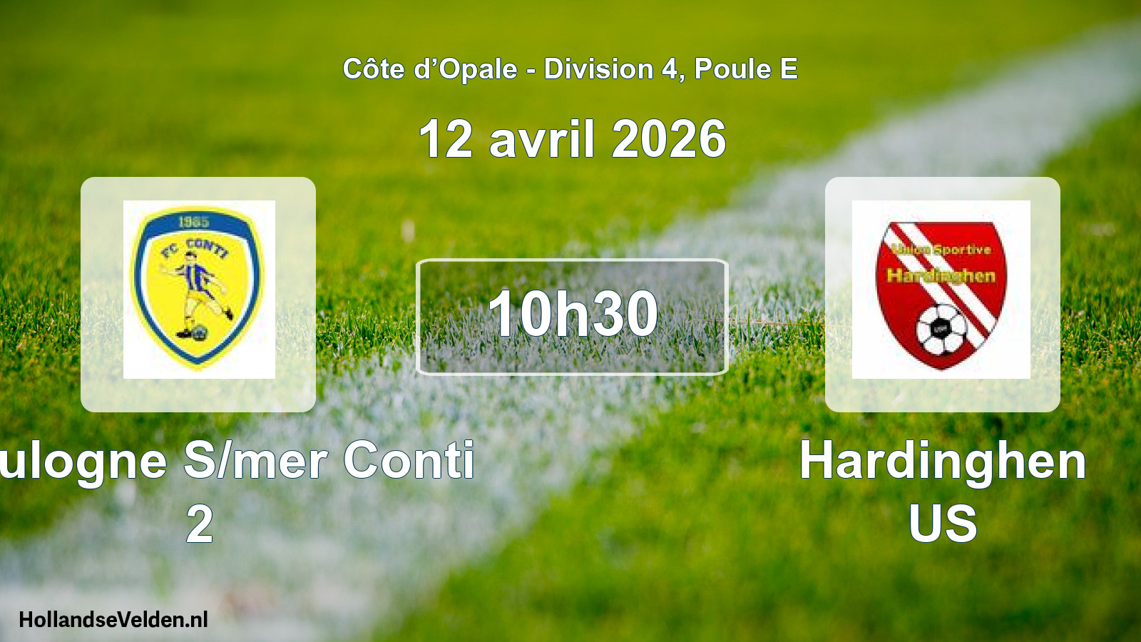 Match programmé: Boulogne S/mer Conti 2 - Hardinghen US (12 avril 2026)